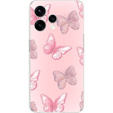 TechTree Oppo  Reno 15 - Reno 15F Uyumlu Pembe Kelebekler Baskılı Silikon Kılıf