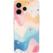 TechTree Oppo  Reno 15 - Reno 15F Uyumlu Pastel Renkli Dalgalı ve Kalp Baskılı Silikon Kılıf