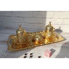 Meya Design Dekoratif Kahve Fincanı Seti Tepsili – Zamak Gövdeli Lüks Ev Dekoru 30 × 15 cm