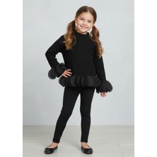 Çikoby Kız Çocuk Aksesuarlı Siyah Bluz CKB-60478