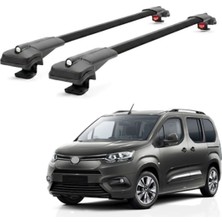 Cross Oto Aksesuarları Toyota Proace City Camlı Van 2021-2022 Için Ara Atkı Tavan Barı , Araca Özel , Kilitlenebilir Araç Üstü Ekipman Taşıma Barı (2 Adet)