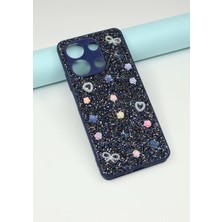 FoxPower Redmi Note 13 Pro 4g Taşlı Kılıf Gül Desenli Silikon Kılıf