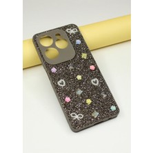 FoxPower Infinix Hot 40I Taşlı Kılıf Gül Desenli Silikon Kılıf