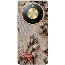 TechTree Honor Magic 8 Lite Uyumlu Retro Gazete Güller Tasarımlı Baskılı Silikon Kılıf