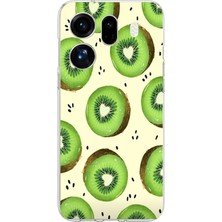 TechTree Oppo Find X9 Pro Uyumlu Yeşil Kivi Dilimleri ve Kalp Çekirdek Baskılı Silikon Kılıf