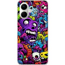 TechTree Infinix Smart 10 Uyumlu Psikodeli Renkli Canavarlar Baskılı Silikon Kılıf