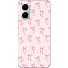 TechTree Infinix Smart 10 Uyumlu Soft Pembe Fiyonk Desenli Baskılı Silikon Kılıf