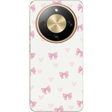 TechTree Honor Magic 8 Lite Uyumlu Fiyonklar ve Pembe Kalpler Baskılı Silikon Kılıf