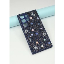 FoxPower Samsung S24 Ultra Taşlı Kılıf Gül Desenli Silikon Kılıf