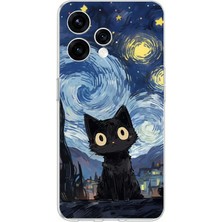 TechTree Oppo  Reno 15 - Reno 15F Uyumlu Gece Yarısı Kedi Tasarımlı Baskılı Silikon Kılıf