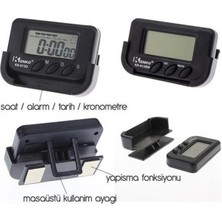 Nemere Ev ve Araç Tipi Dijital Saat Kronometreli Alarmlı Pilli Saat (4887)