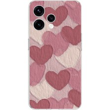TechTree Oppo  Reno 15 - Reno 15F Uyumlu Pastel Gül Kurusu ve Pembe Kalpli Baskılı Silikon Kılıf