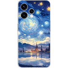 TechTree Oppo  Reno 15 - Reno 15F Uyumlu Yıldızlı Gökyüzü ve Şehir Silüeti Baskılı Silikon Kılıf