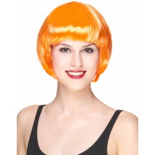 Nemere Neon Turuncu Renk Açık Turuncu Küt Parti Peruğu Kısa Takma Saç (4887)