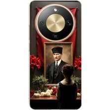 TechTree Honor Magic 8 Lite Uyumlu Atatürk Türk Bayrağı Tablo Baskılı Silikon Kılıf