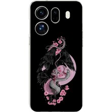TechTree Oppo Find X9 Pro Uyumlu Pembe Siyah Yılan Baskılı Silikon Kılıf