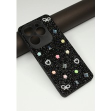 FoxPower Realme C63 Kılıf Taşlı Gül Desenli Silikon Kılıf