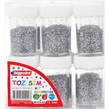 Bigpoint Gümüş Renkli Toz Sim El İşi Malzemeleri 8 Gram x 12 Parlak ve Canlı Renkler
