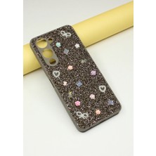 FoxPower Vivo Y04 Kılıf Taşlı Gül Desenli Silikon Kılıf