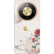 TechTree Honor Magic 8 Lite Uyumlu Gezegen, Yıldız ve Gül Baskılı Silikon Kılıf