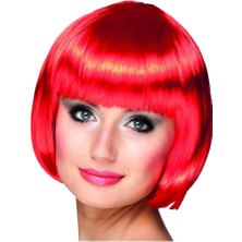 Nemere Kırmızı Renk Parti Peruğu Küt Saç (4887)