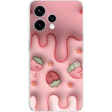 TechTree Oppo  Reno 15 - Reno 15F Uyumlu Çilekli Pasta Baskılı Silikon Kılıf