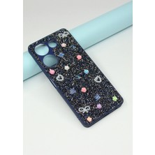 FoxPower Tecno Camon 20 / 20 Pro Taşlı Kılıf Gül Desenli Silikon Kılıf