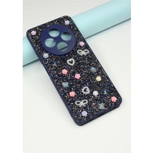 FoxPower Tecno Spark 30 4g Taşlı Kılıf Gül Desenli Silikon Kılıf