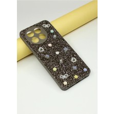 FoxPower Tecno Spark 30 Pro Taşlı Kılıf Gül Desenli Silikon Kılıf