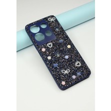 FoxPower Infinix Note 30 Taşlı Kılıf Gül Desenli Silikon Kılıf