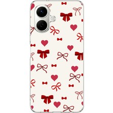 TechTree Infinix Smart 10 Uyumlu Bordo Kalp ve Fiyonklar Baskılı Silikon Kılıf