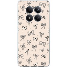 TechTree Redmi Note 15 Pro 5g Uyumlu Siyah Fiyonk Desenli Krem Rengi Baskılı Silikon Kılıf