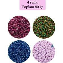 Dökme Cam Kum Boncuk (11/0) 2 mm - 4 Renk - Toplam 80 Gram -  BNC400 Nemere