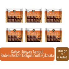 Kahve Dünyası Tambol Badem Krokan Dolgulu Sütlü Çikolata 100 gr x 6 Adet