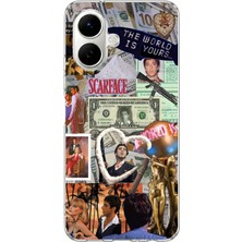 TechTree Infinix Smart 10 Uyumlu Scarface Kolaj Tasarımlı Baskılı Silikon Kılıf