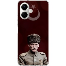 TechTree Infinix Smart 10 Uyumlu Ay Yıldız ve Başkomutan Atatürk Baskılı Silikon Kılıf