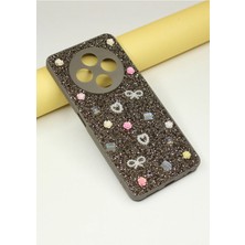 FoxPower Redmi 14C Taşlı Kılıf Gül Desenli Silikon Kılıf