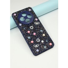 FoxPower Redmi 14C Taşlı Kılıf Gül Desenli Silikon Kılıf