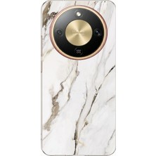TechTree Honor Magic 8 Lite Uyumlu Beyaz Mermer Baskılı Silikon Kılıf