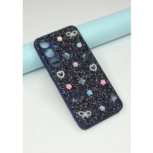 FoxPower Samsung A35 Taşlı Kılıf Gül Desenli Silikon Kılıf