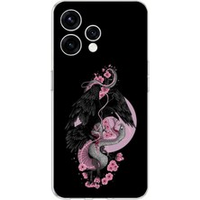 TechTree Oppo  Reno 15 - Reno 15F Uyumlu Pembe Siyah Yılan Baskılı Silikon Kılıf