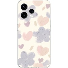TechTree Oppo  Reno 15 - Reno 15F Uyumlu Pastel Boya Bahçesi Çiçek ve Kalp Baskılı Silikon Kılıf