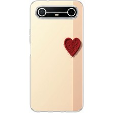TechTree Tecno Spark Slim 5g Uyumlu Krem Zeminli Kırmızı Kalp Baskılı Silikon Kılıf