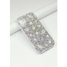 FoxPower Iphone 17 Taşlı Kılıf Gül Desenli Silikon Kılıf