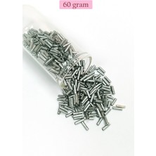 Uzun Boru Kesme Boncuk Çap 2mm Uzunluk 10 mm - 60 Gram - Desenli Gümüş - BNC283 Nemere