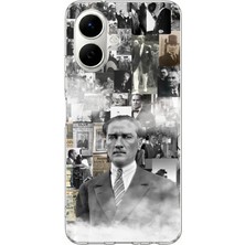 TechTree Infinix Smart 10 Uyumlu Mustafa Kemal Atatürk Kolaj Baskılı Silikon Kılıf