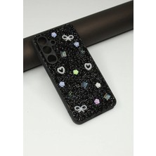 FoxPower Samsung A25 Taşlı Kılıf Gül Desenli Silikon Kılıf