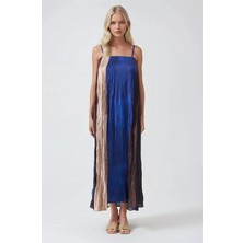 Lijuri Multi Renkli Askılı Saten Elbise 2035