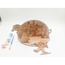 Icons Sirk Konseptli Ahşap Boyama Seti, Çocuk Aktivite ve Sanat Etkinliği, Eğitici Boyama Seti