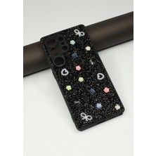 FoxPower Samsung S25 Ultra Taşlı Kılıf Gül Desenli Silikon Kılıf